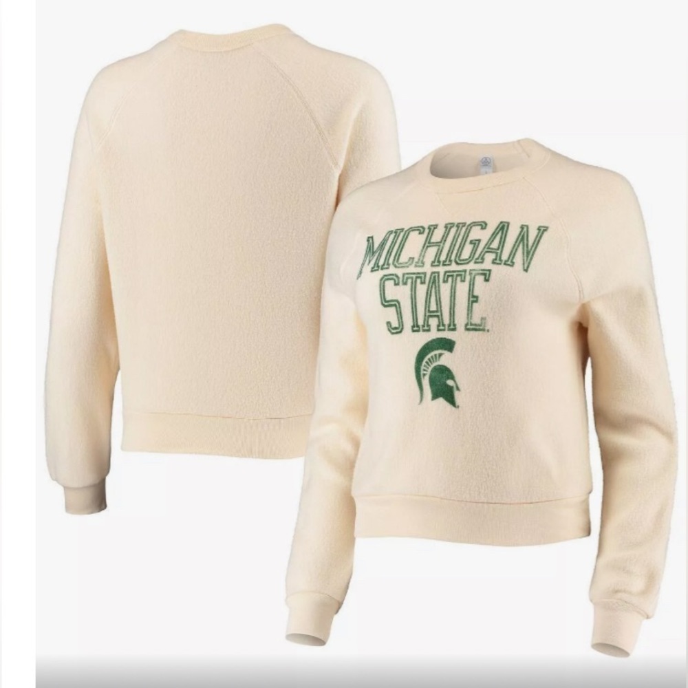 Michigan State Spartans ALTERNATIVE APPAREL - NEW - Cream Distressed Sweatshirt